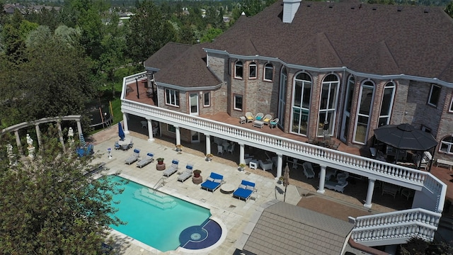 view of swimming pool with a patio