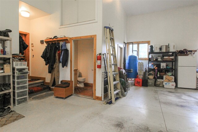 bedroom with light colored carpet