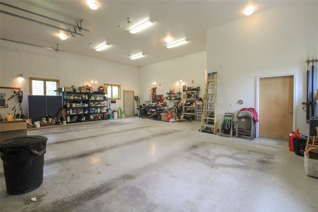 garage with white fridge