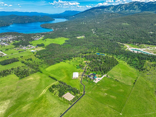 aerial view with a mountain view