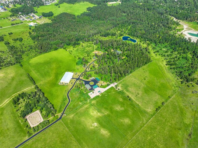 birds eye view of property with a water and mountain view