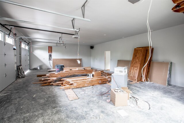 garage with a garage door opener