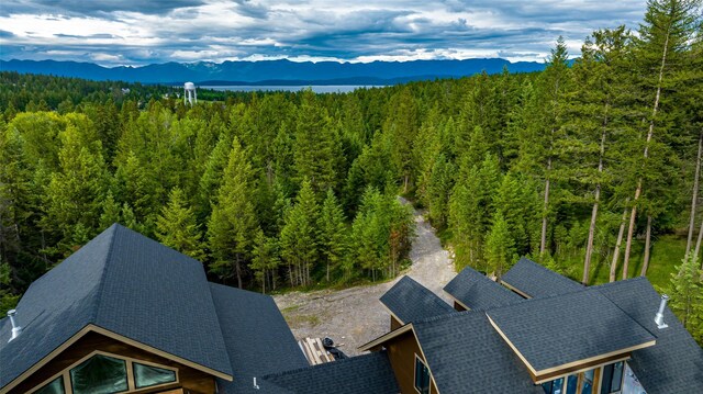 drone / aerial view with a mountain view