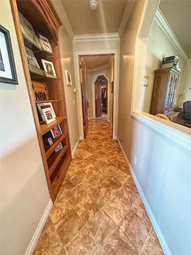 hallway with crown molding