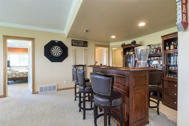 bar with light colored carpet