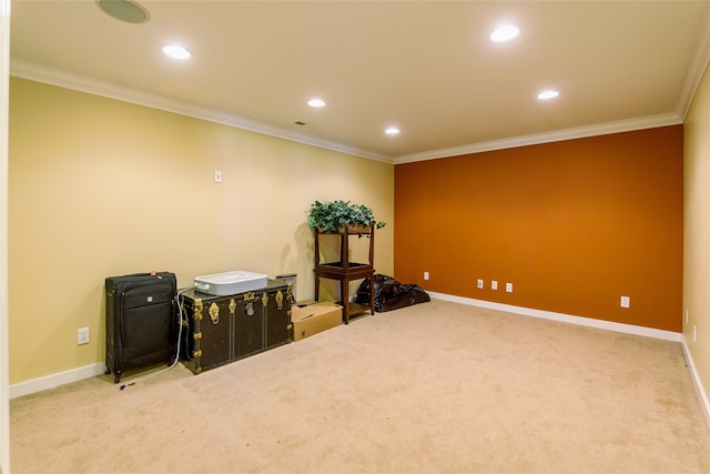 laundry area with washer and dryer and light carpet