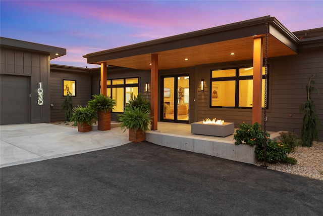 contemporary home with a garage