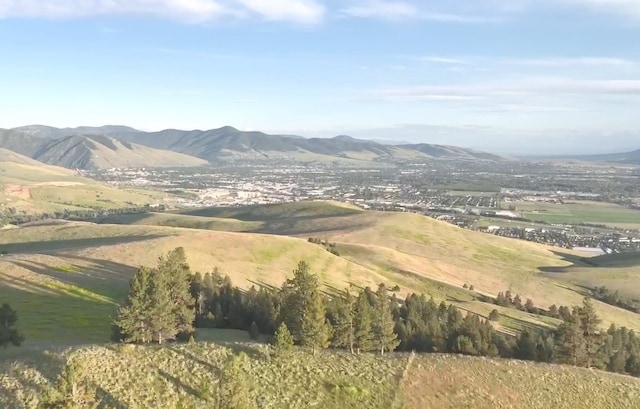 bird's eye view with a mountain view and a rural view