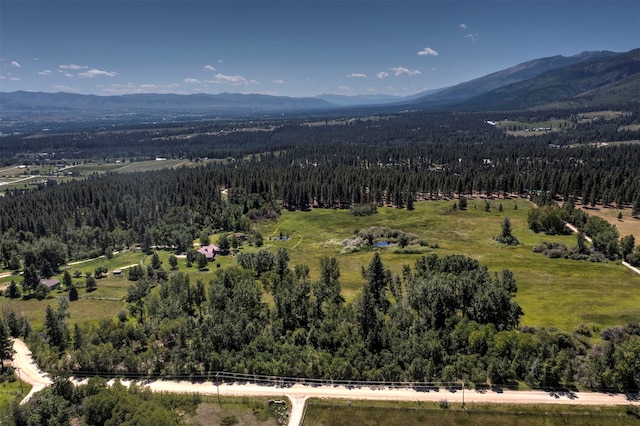 bird's eye view with a mountain view