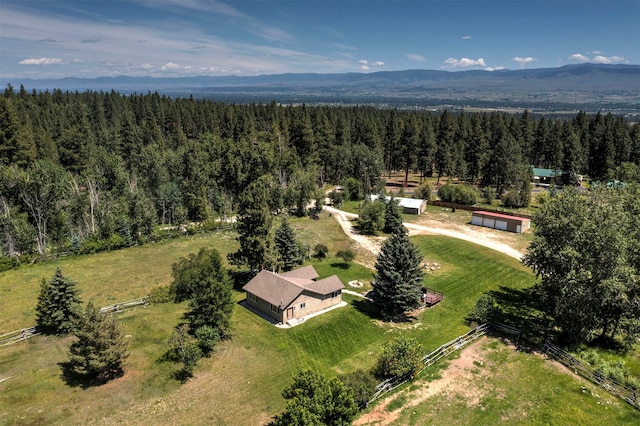 drone / aerial view with a mountain view