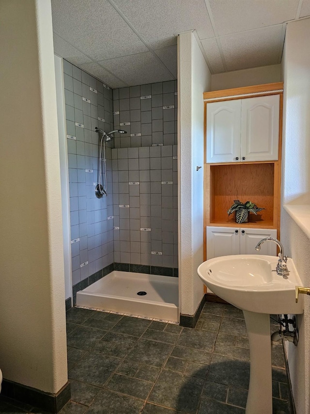 3971 Glen Lake Rd, Eureka, MT 59917 - bathroom featuring a stall shower and baseboards