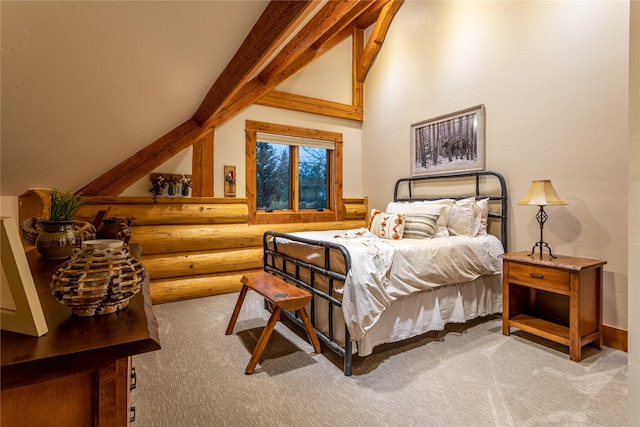 391 Skyline Dr, Hamilton, MT 59840 - bedroom featuring carpet flooring and log walls
