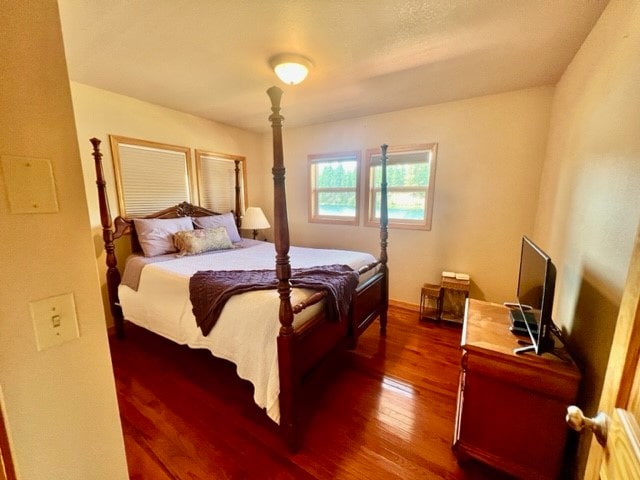 bedroom featuring dark wood-type flooring