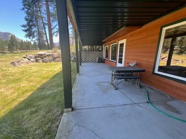 view of patio featuring central air condition unit