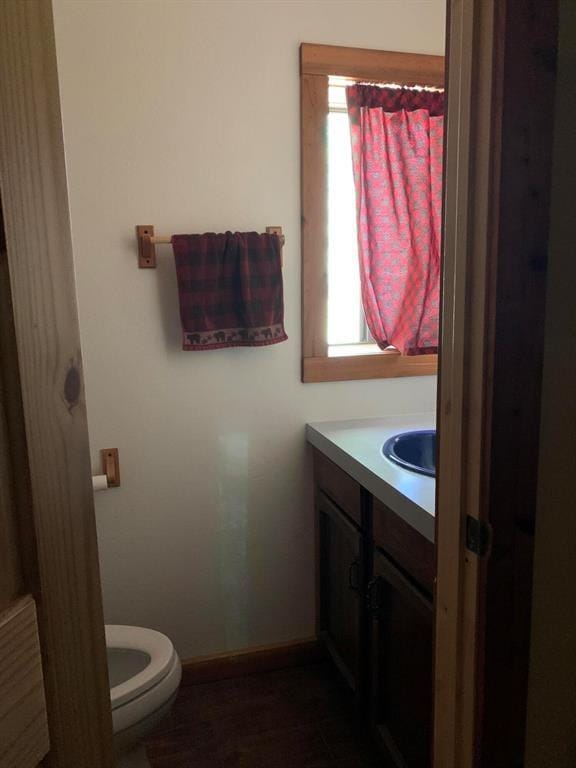 bathroom featuring vanity and toilet