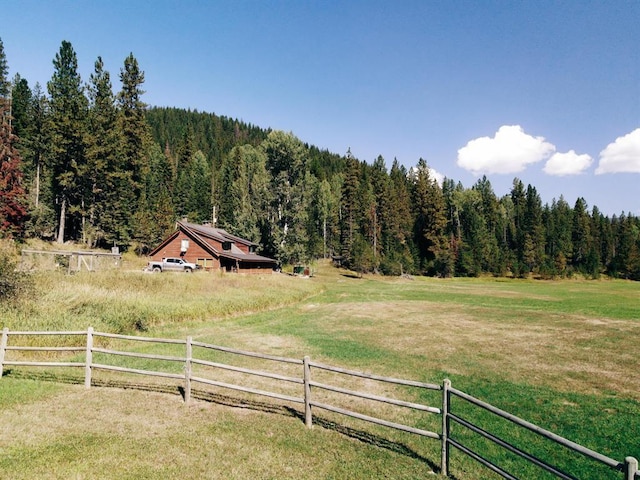 view of yard with a rural view