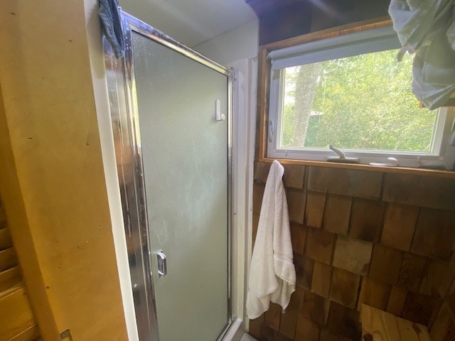 bathroom featuring an enclosed shower