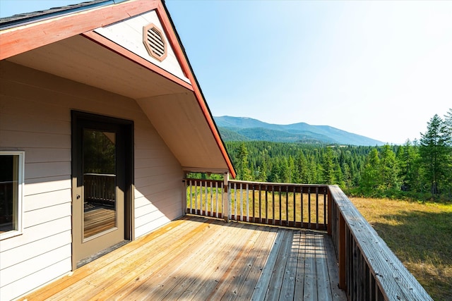 deck with a mountain view