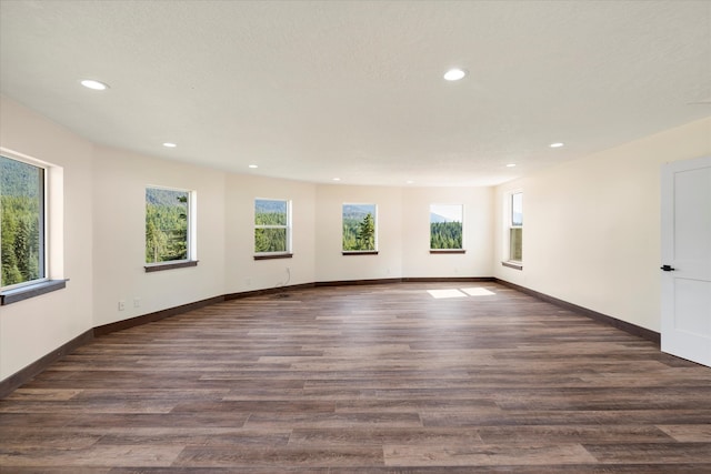 spare room with dark wood-type flooring