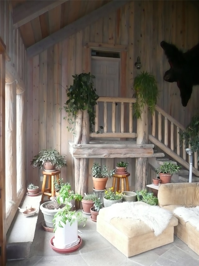 interior space with lofted ceiling