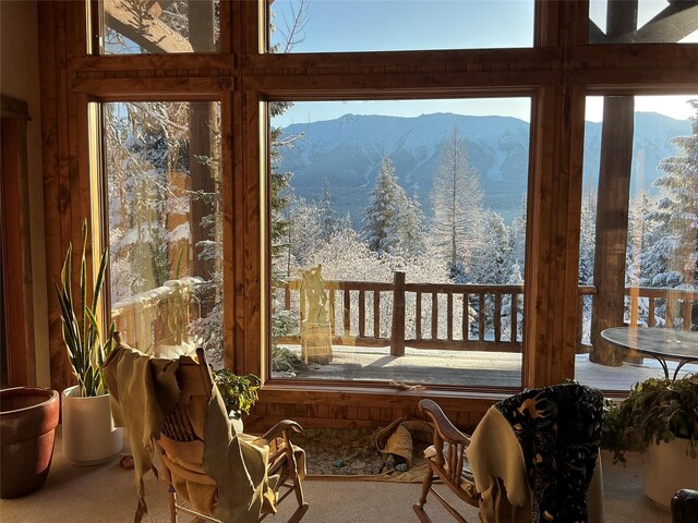 1350 Summit Park, Seeley Lake, MT 59868 - doorway with carpet flooring and a mountain view
