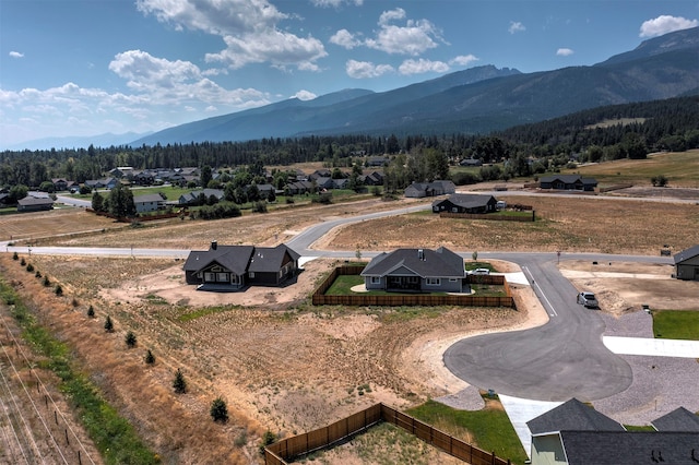 bird's eye view with a mountain view