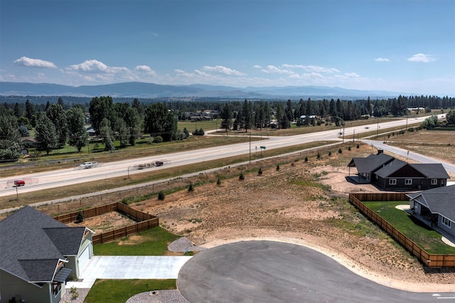 drone / aerial view with a mountain view