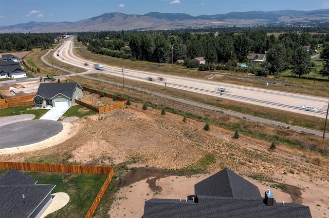 aerial view with a mountain view