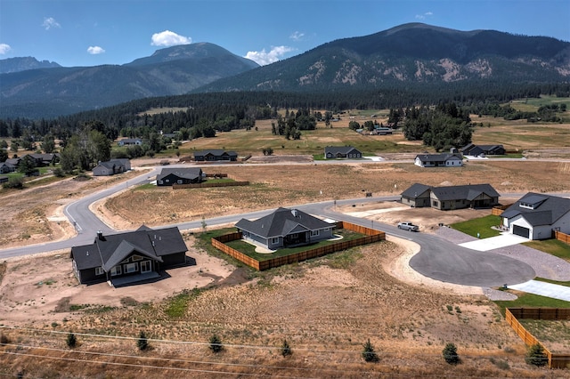 aerial view with a mountain view