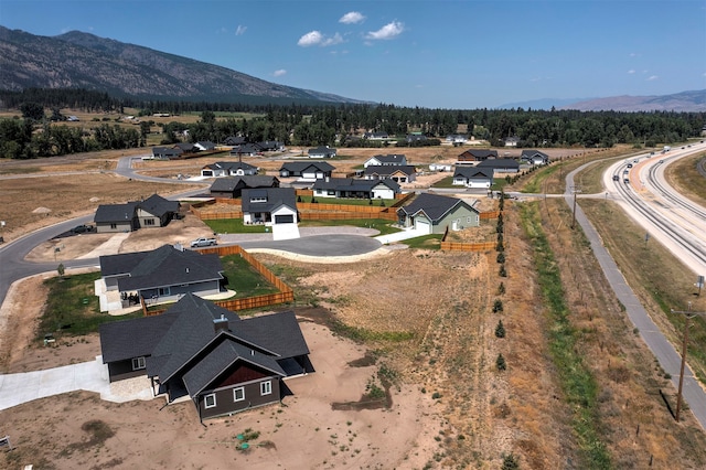 drone / aerial view with a mountain view