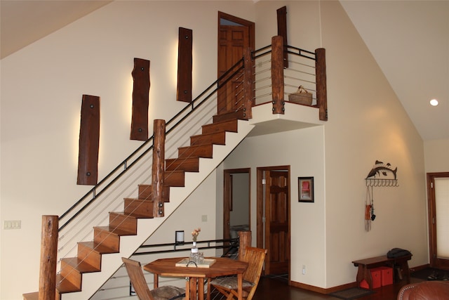 interior space with a mountain view