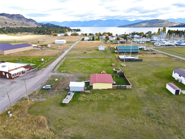 bird's eye view with a mountain view