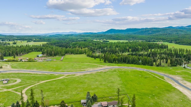 birds eye view of property with a mountain view