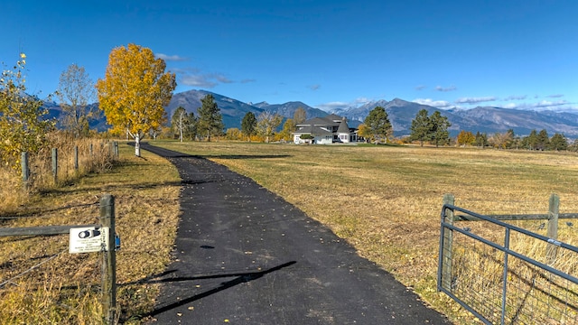 view of road with a mountain view and a rural view