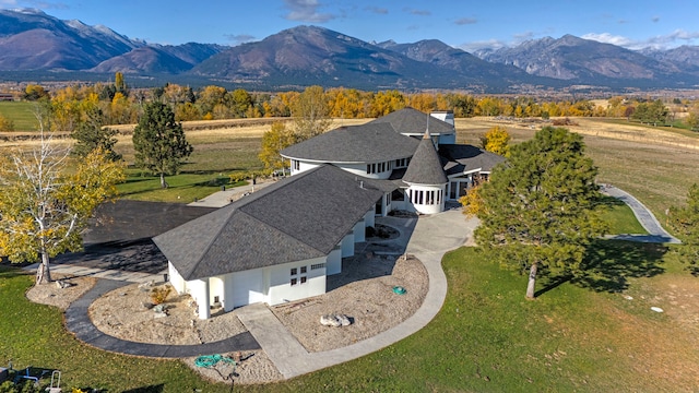 bird's eye view with a mountain view