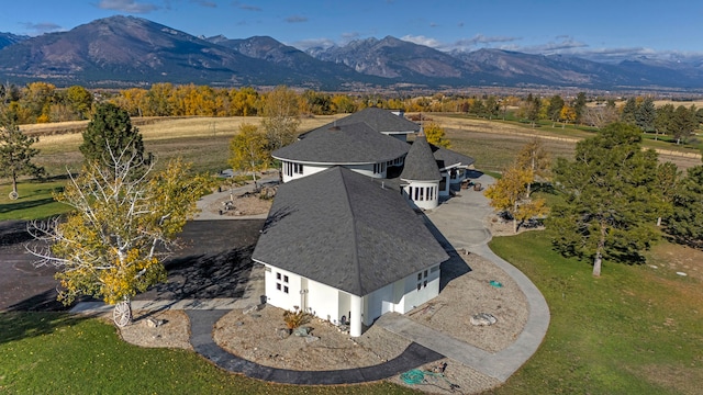 bird's eye view with a mountain view