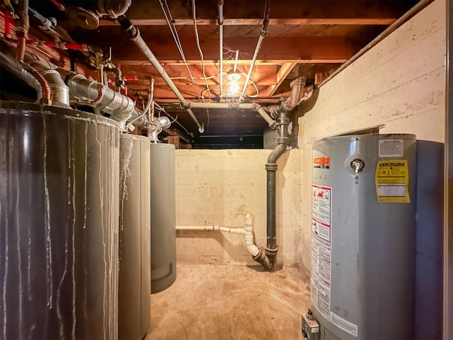 basement with water heater