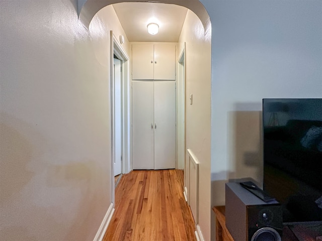 hallway featuring light wood-type flooring