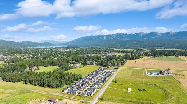 birds eye view of property with a mountain view