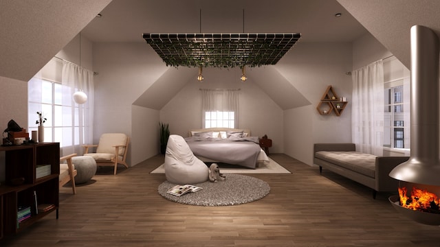 bedroom with multiple windows and wood-type flooring