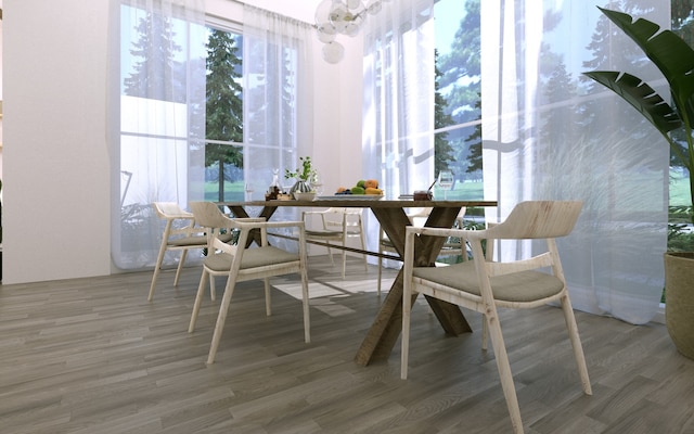 dining area featuring hardwood / wood-style flooring