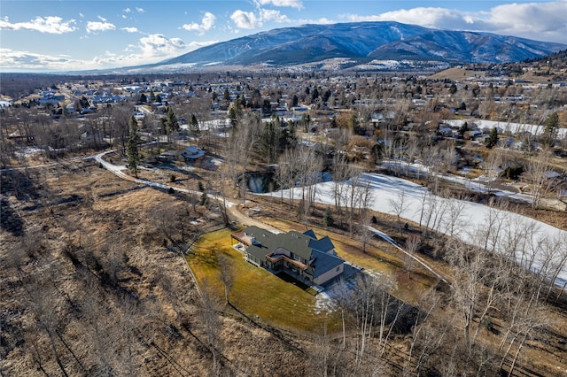 bird's eye view featuring a mountain view