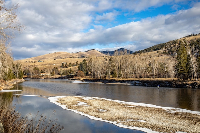 property view of water featuring a mountain view