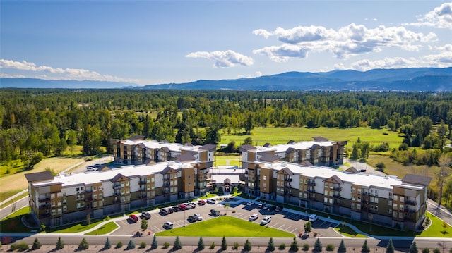 drone / aerial view with a mountain view