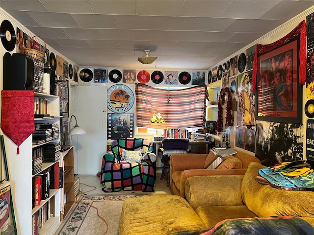 interior space with ornamental molding