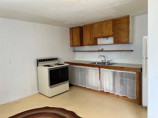 kitchen with sink and white appliances