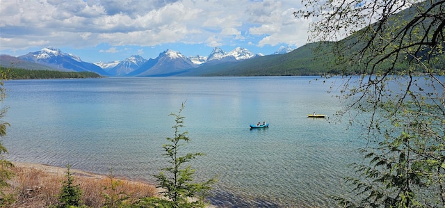 property view of water featuring a mountain view