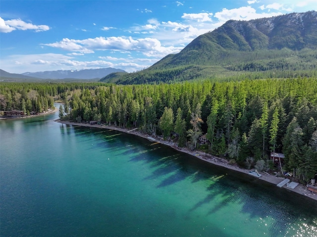 exterior space with a water and mountain view