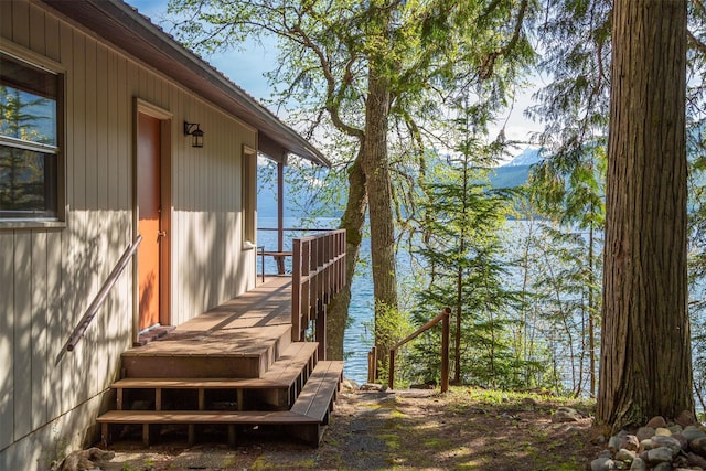 deck with a water view