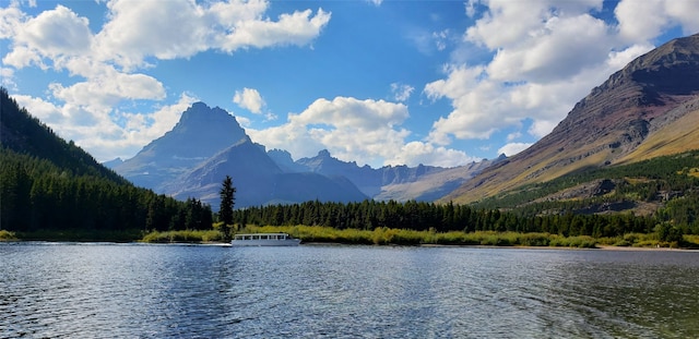 view of water feature with a mountain view